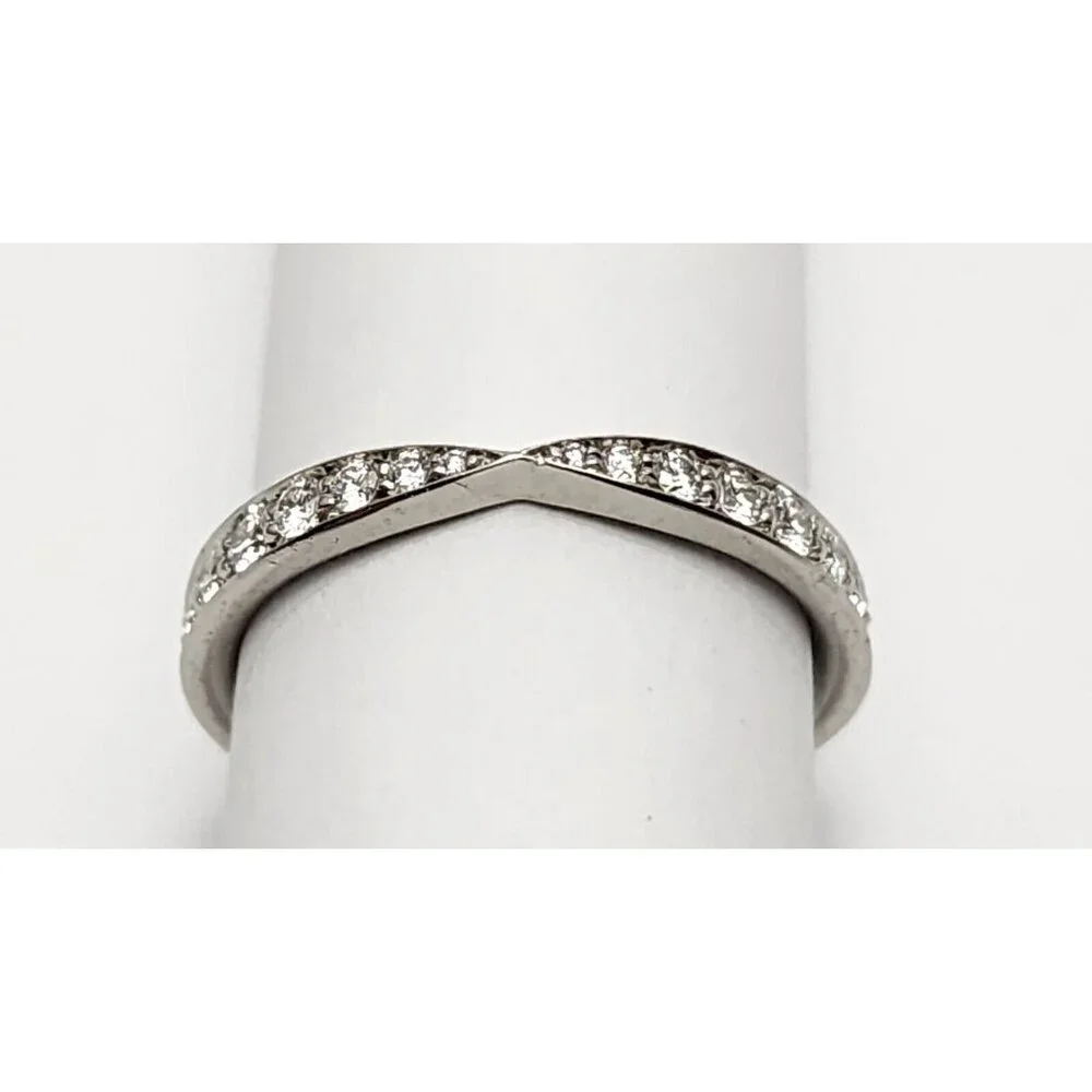 Tiffany & Co Harmony Platinum Diamond 1.8mm Wedding Band Ring - Size 4.25